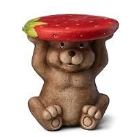 Glitzhome® 12.5" Bear Holding a Strawberry Decorative Garden Stool