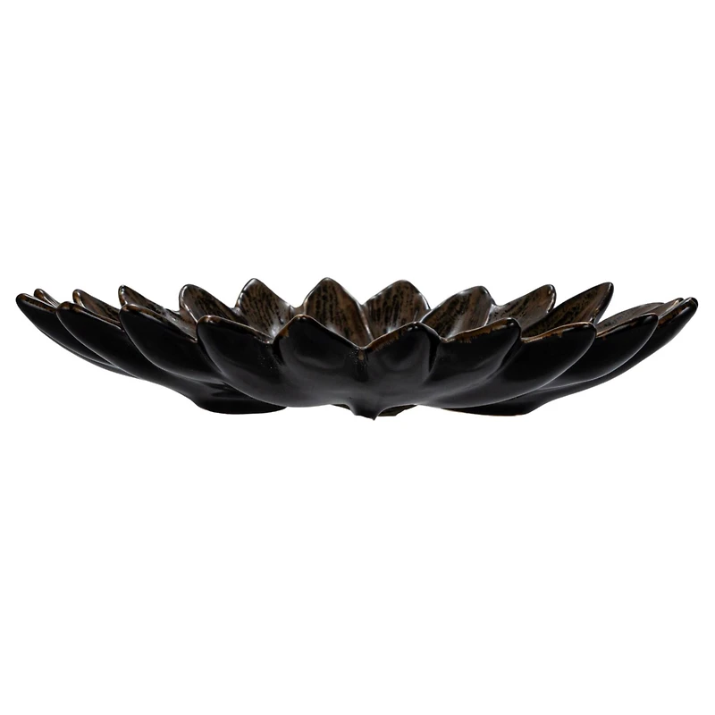 Hello Honey® 6.5" Brown Glaze Stoneware Flower Plate, 4ct.