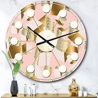 Designart 'Gold And Rose Cubes Ii Mid-Century Modern Wall Clock