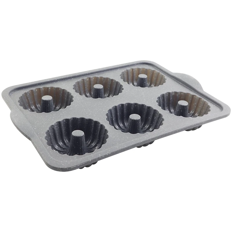 6-Cavity Metal Reinforced Silicone Mini Fluted Cake Pan by Celebrate It®
