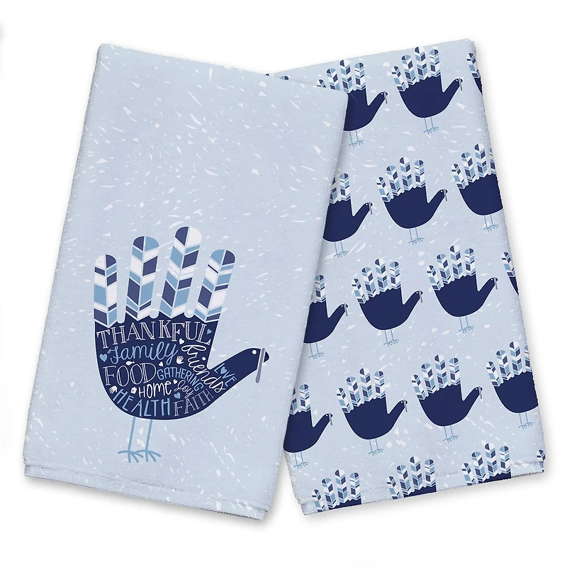 Blue Hand Turkey Tea Towel Set