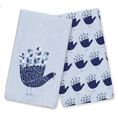 Blue Hand Turkey Tea Towel Set