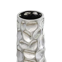 3ft. Silver Ceramic Geometric Bubble Vase with Concaved Circles