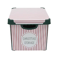 Simplify Christmas Stripe Design Green Ornament Storage Tote Bin