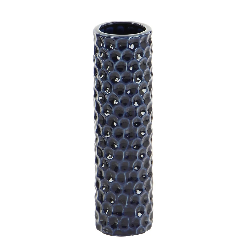 12" Dark Blue Stoneware Contemporary Vase Set