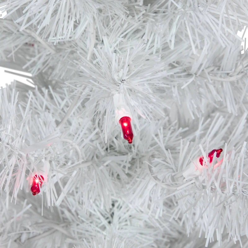 3ft. Pre-Lit White Iridescent Pine Artificial Christmas Tree, Pink Lights