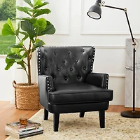 Glitzhome® Modern Leatherette Button-Tufted Accent Armchair