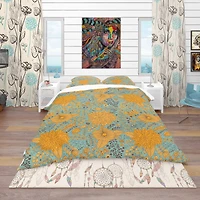 Designart 'Flower Pattern Botanic Texture' Bohemian & Eclectic Bedding Set