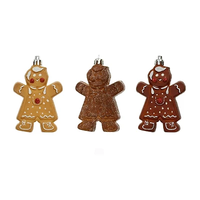 6 Pack 95mm Gingerbread Shatterproof Ornaments by Ashland®