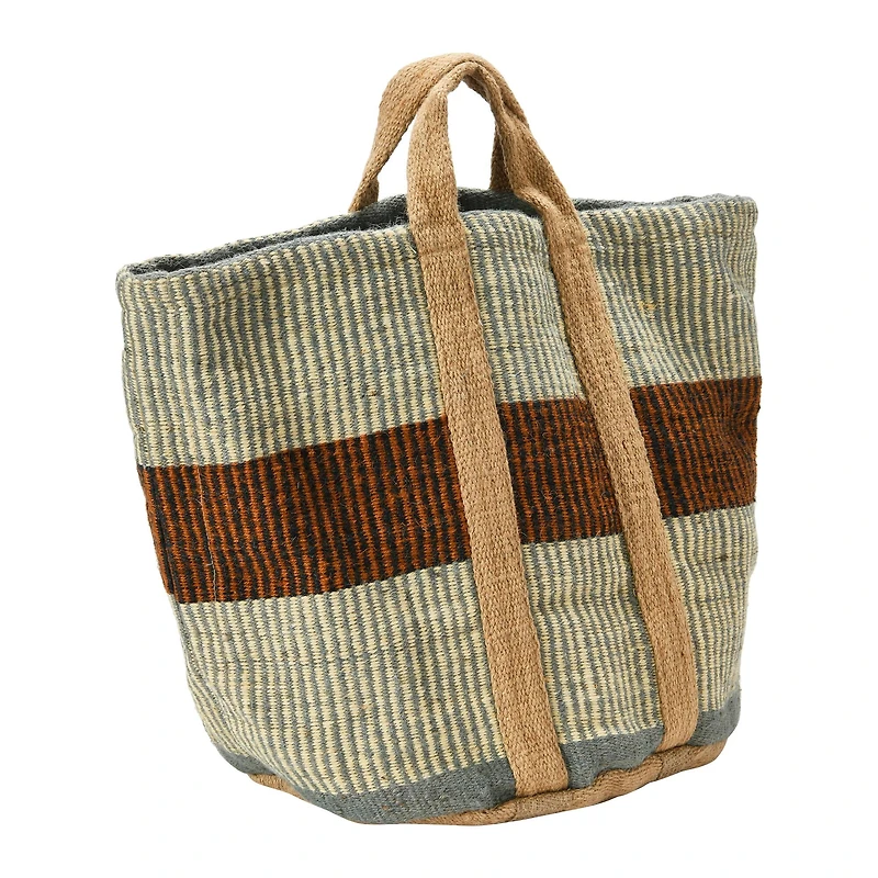 Hello Honey® 24" Rust Striped Woven Jute Tote with Liner