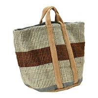 Hello Honey® 24" Rust Striped Woven Jute Tote with Liner