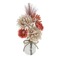 11.5" Pink & Cream Mum & Pampas in Glass Container by Ashland® 