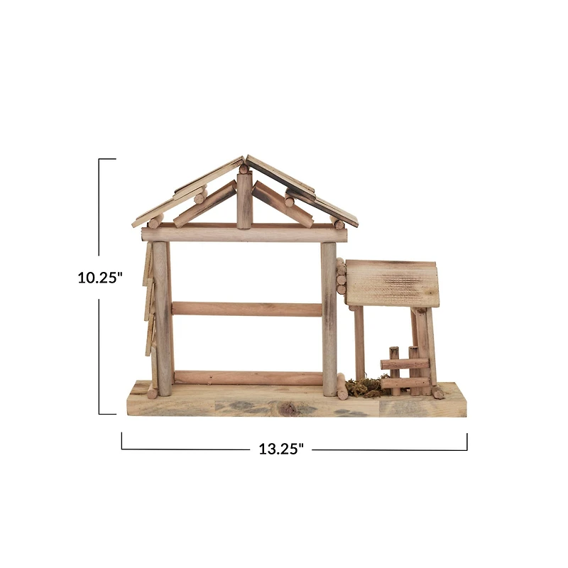 Hello Honey® 13.75" Natural Pine Wood Nativity Creche
