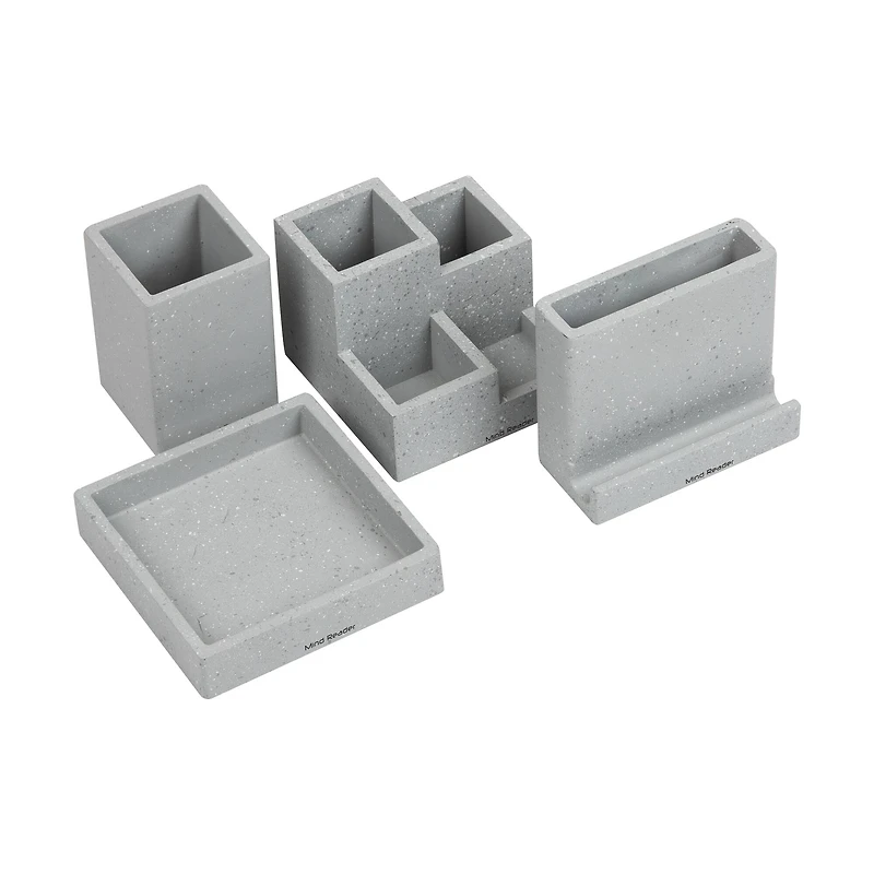Mind Reader Terrazzo Collection Gray 4 Piece Desktop Organization Set