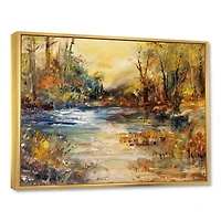 Designart - Stream in Forest Oil Painting