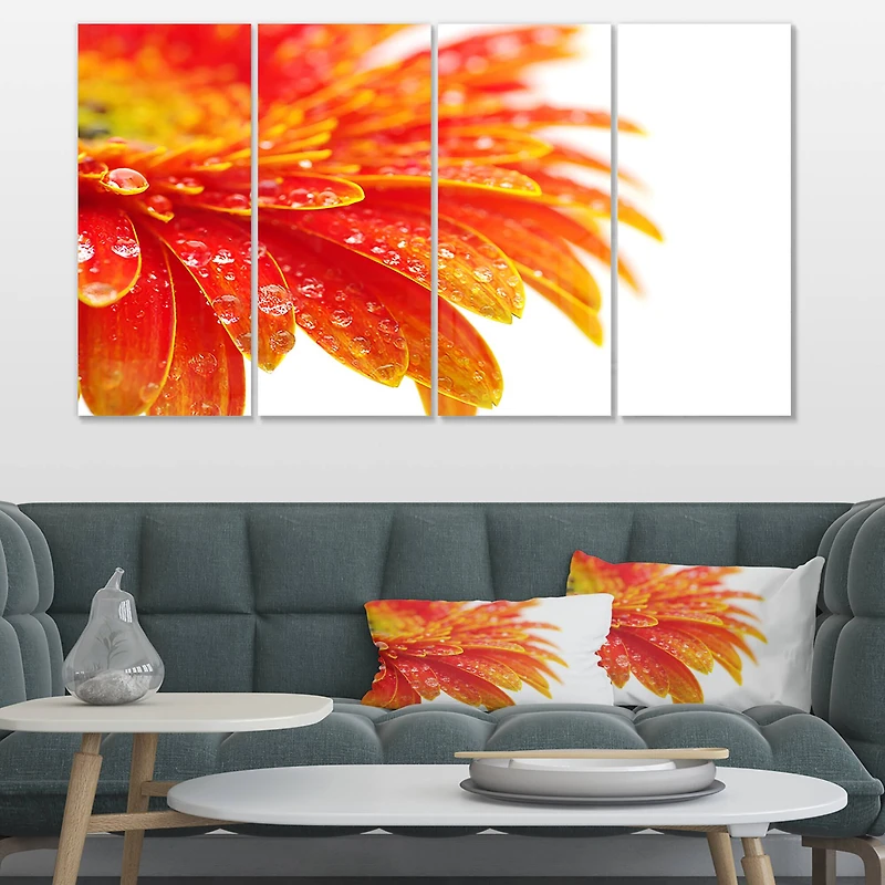 Designart - Orange Gerbera with Raindrops