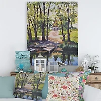 Designart - Mysterious House By The River In The Woods