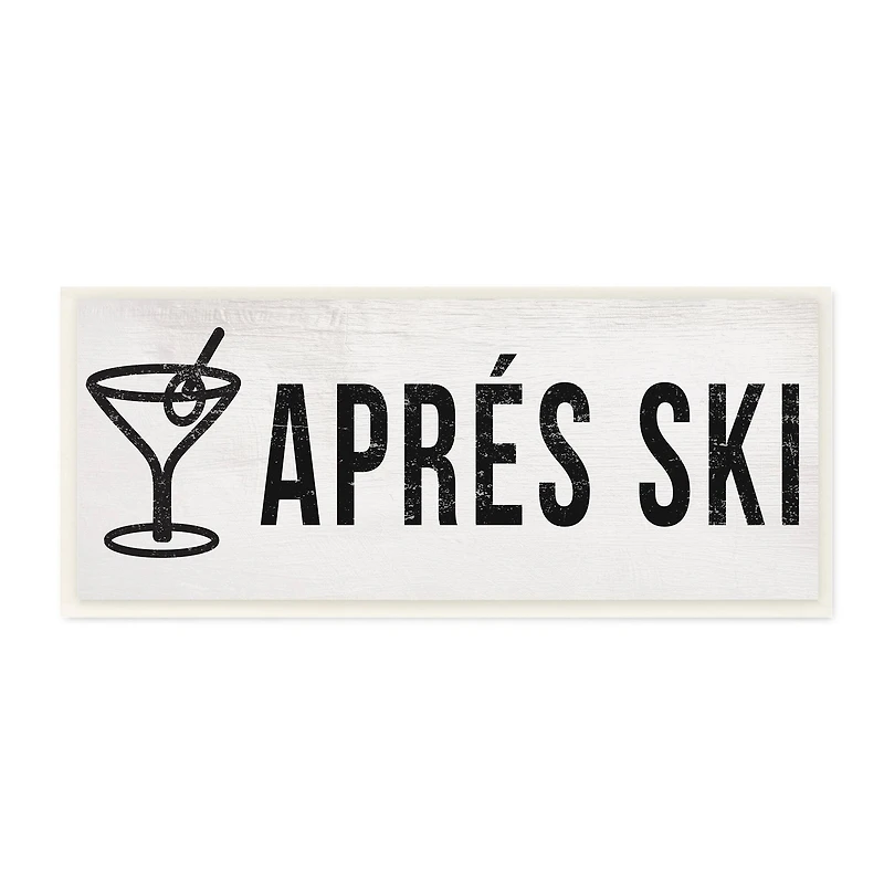 Stupell Industries Après Ski Phrase Martini Glass with Olive,7" x 17"