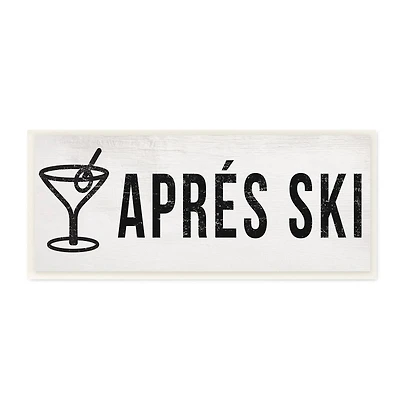 Stupell Industries Après Ski Phrase Martini Glass with Olive,7" x 17"