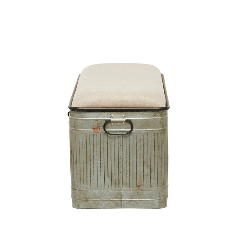 Gray Iron Farmhouse Bench, 19" x 37" x 17"