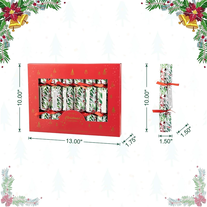 Glitzhome® 10" Christmas Holy Leaves Party Cracker with Gift Contents, 8ct.