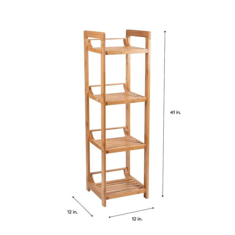 Organize It All 41" Lohas 4-Tier Bamboo Shelving Tower