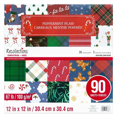 12" x 12" Peppermint Plaid Paper Pad, 90 Sheets by Recollections™