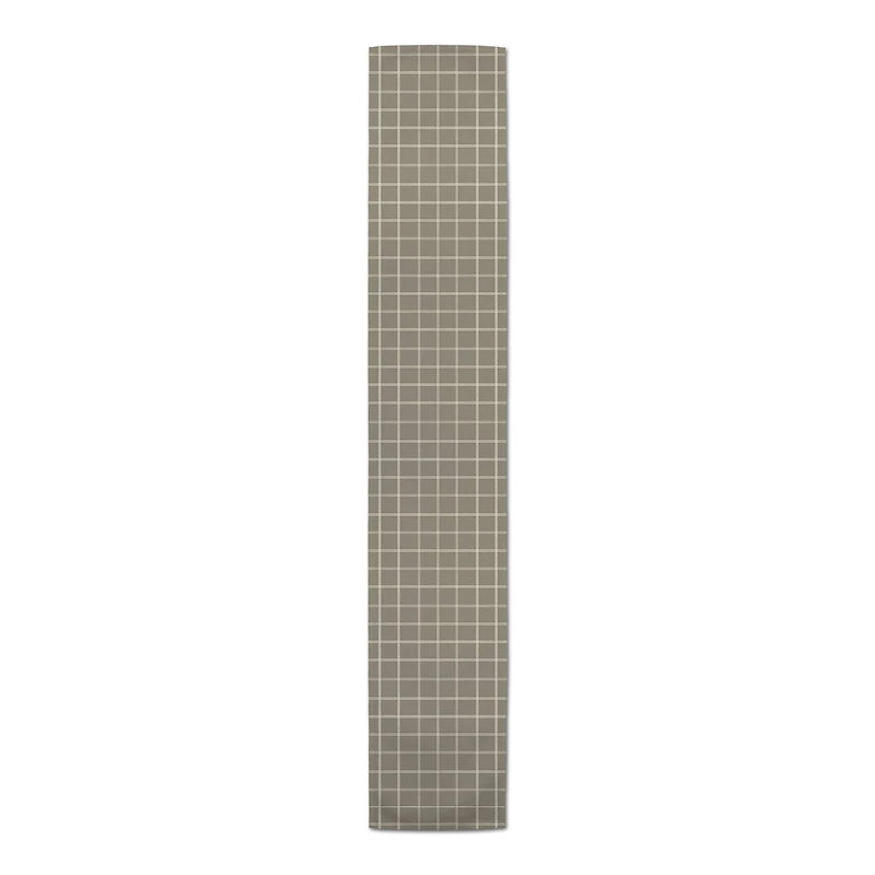 72" Taupe & White Check Cotton Twill Runner