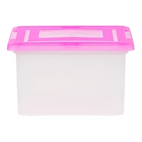 IRIS Pink & Clear Snap Tight Plastic File Organizer Box, 4ct.