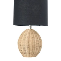 Hello Honey® 20" Natural Boho Woven Rattan Table Lamp with Black Linen Shade