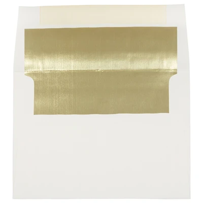 JAM Paper A7 Ecru Gold Foil Lined Invitation Envelopes