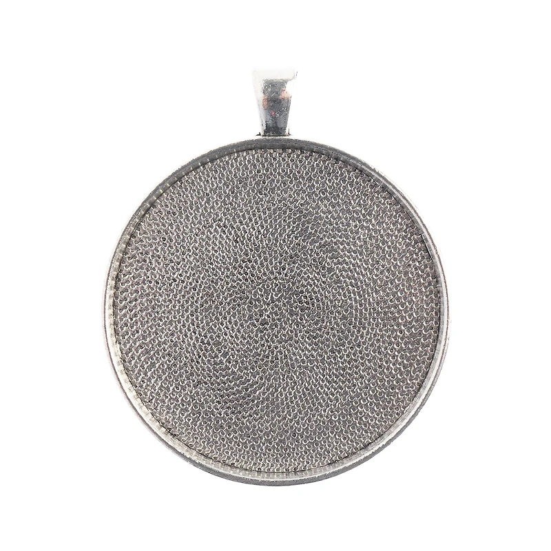 John Bead 40mm Antique Silver Round Pendant Frame