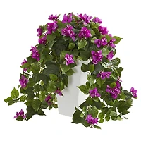 23" Purple Bougainvillea in White Tower Planter