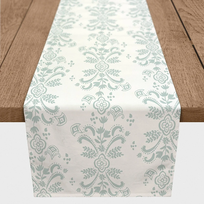 72" Floral Crest Cotton Twill Runner