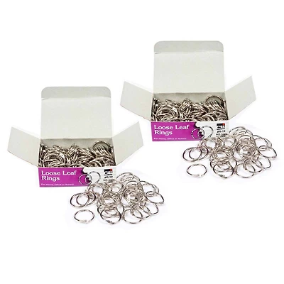 Loose Leaf Book Rings, 0.75", Nickel-Plated, 100ct