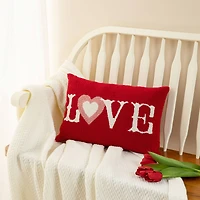 Glitzhome® 18" Valentine's Hooked Love Pillow