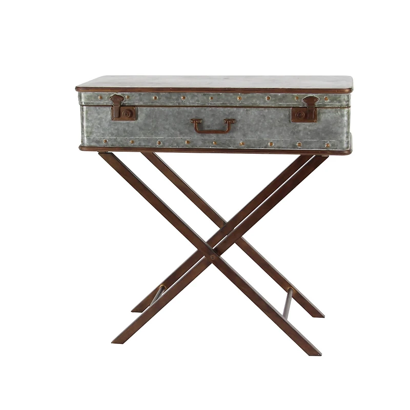 32" Gray Iron Farmhouse Accent Table