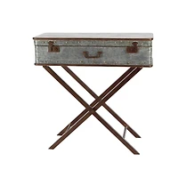 32" Gray Iron Farmhouse Accent Table