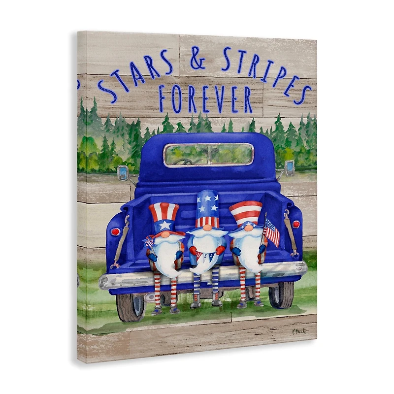 Stupell Industries Stars & Stripes Forever Americana Gnomes Canvas Wall Art