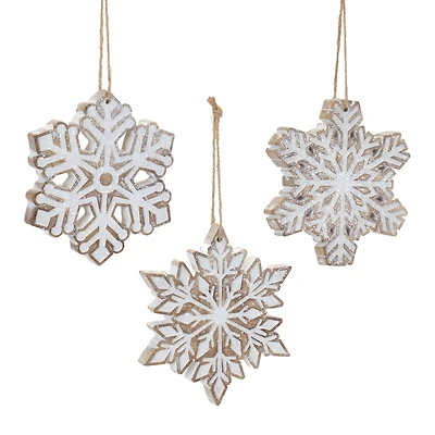 4.75" Glittered Snowflake Ornament Set