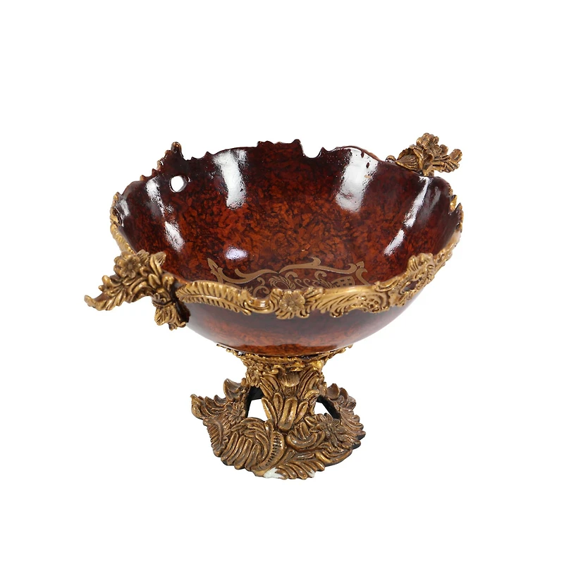 19" Gold Resin Traditional Décor Bowl