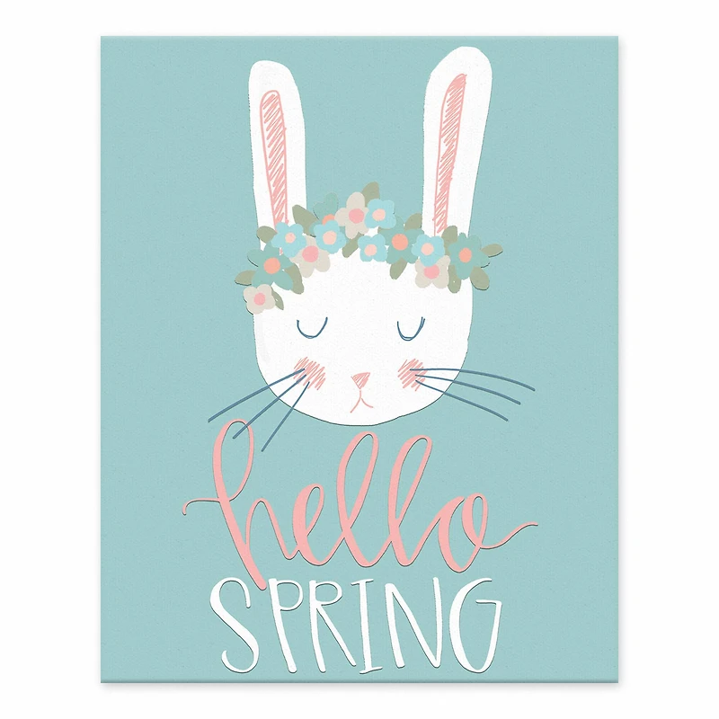 Hello Spring Bunny Tabletop Canvas Art