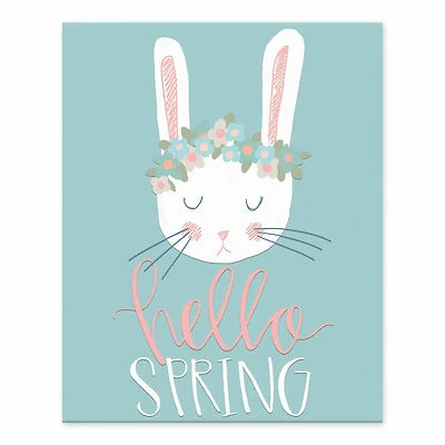 Hello Spring Bunny Tabletop Canvas Art