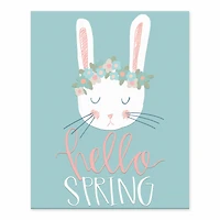 Hello Spring Bunny Tabletop Canvas Art