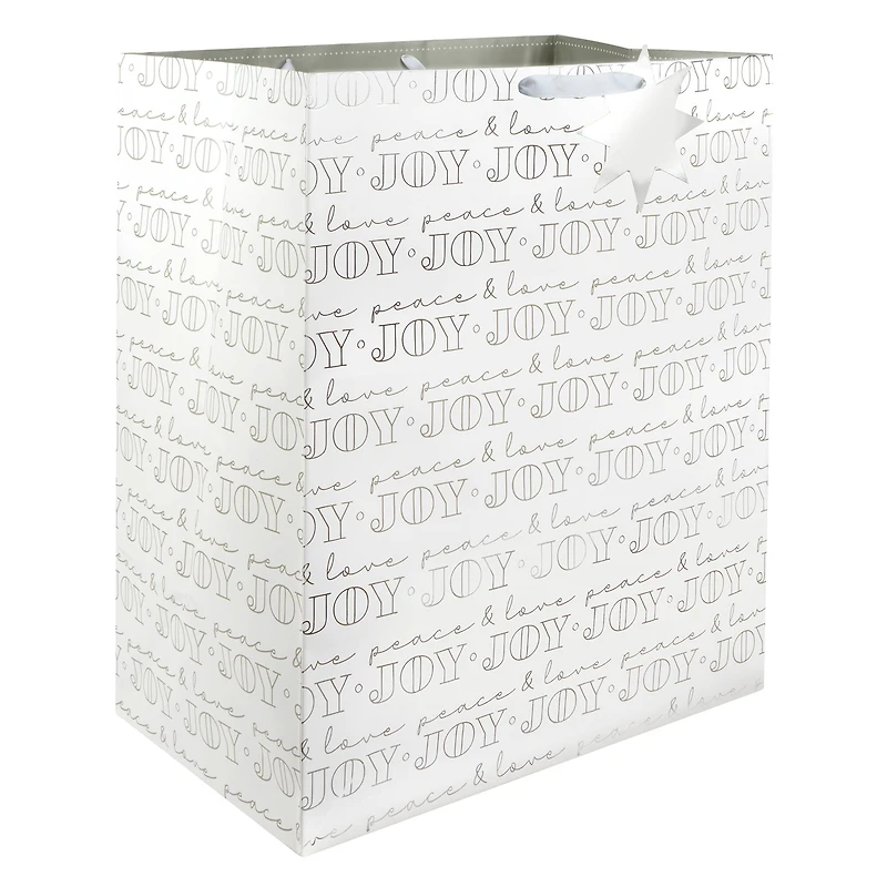 Jumbo White Peace, Love & Joy Gift Bag by Celebrate It™