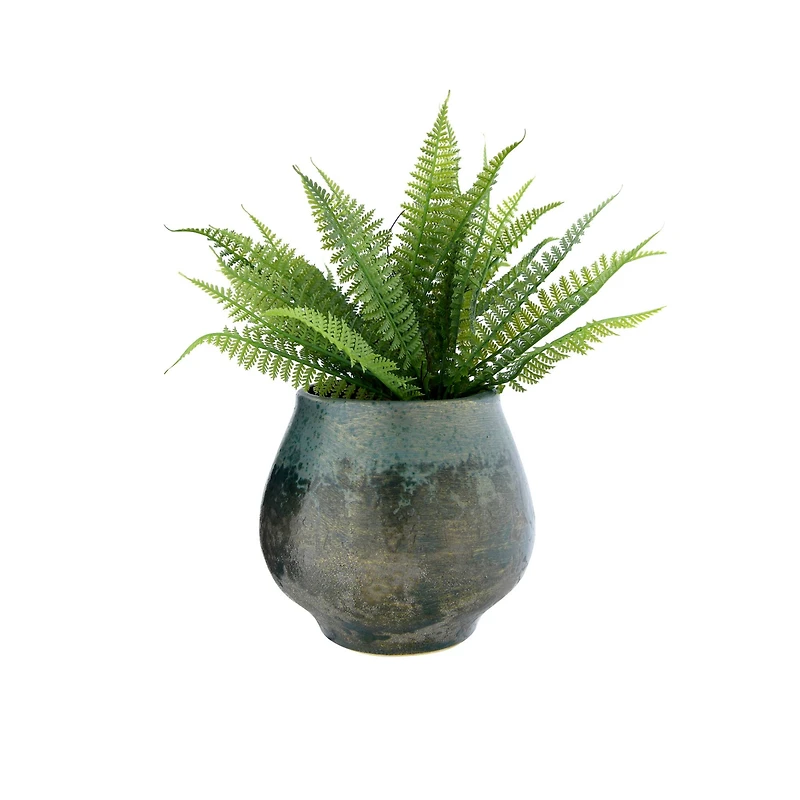 Hello Honey® 6" Iridescent Green Glaze Stoneware Planter