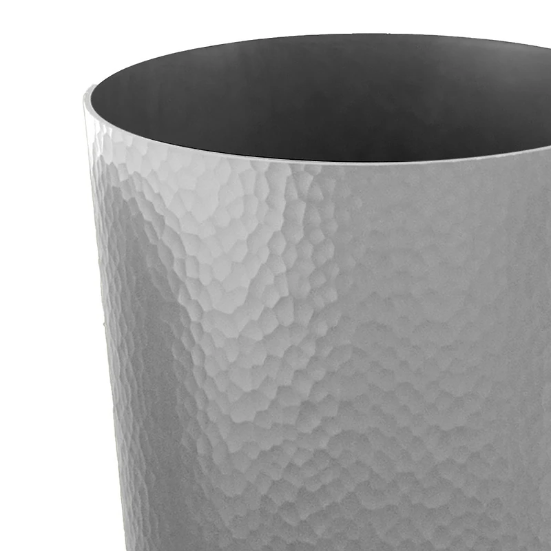 Bath Bliss Silver Hammered Textured Trash Can