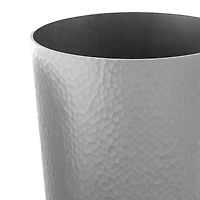 Bath Bliss Silver Hammered Textured Trash Can