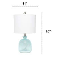 Lalia Home 20" Clear Blue Hammered Glass Jar Table Lamp with White Shade