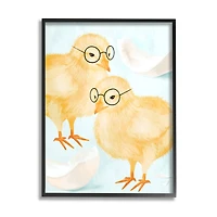 Stupell Industries Easter Chicks Hatched Eggs Yellow Birds Round Glasses Framed Giclee Art